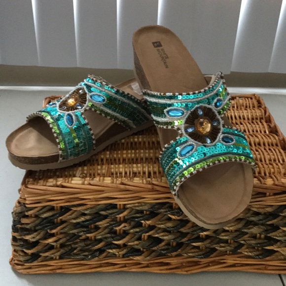 white mountain sequin sandals